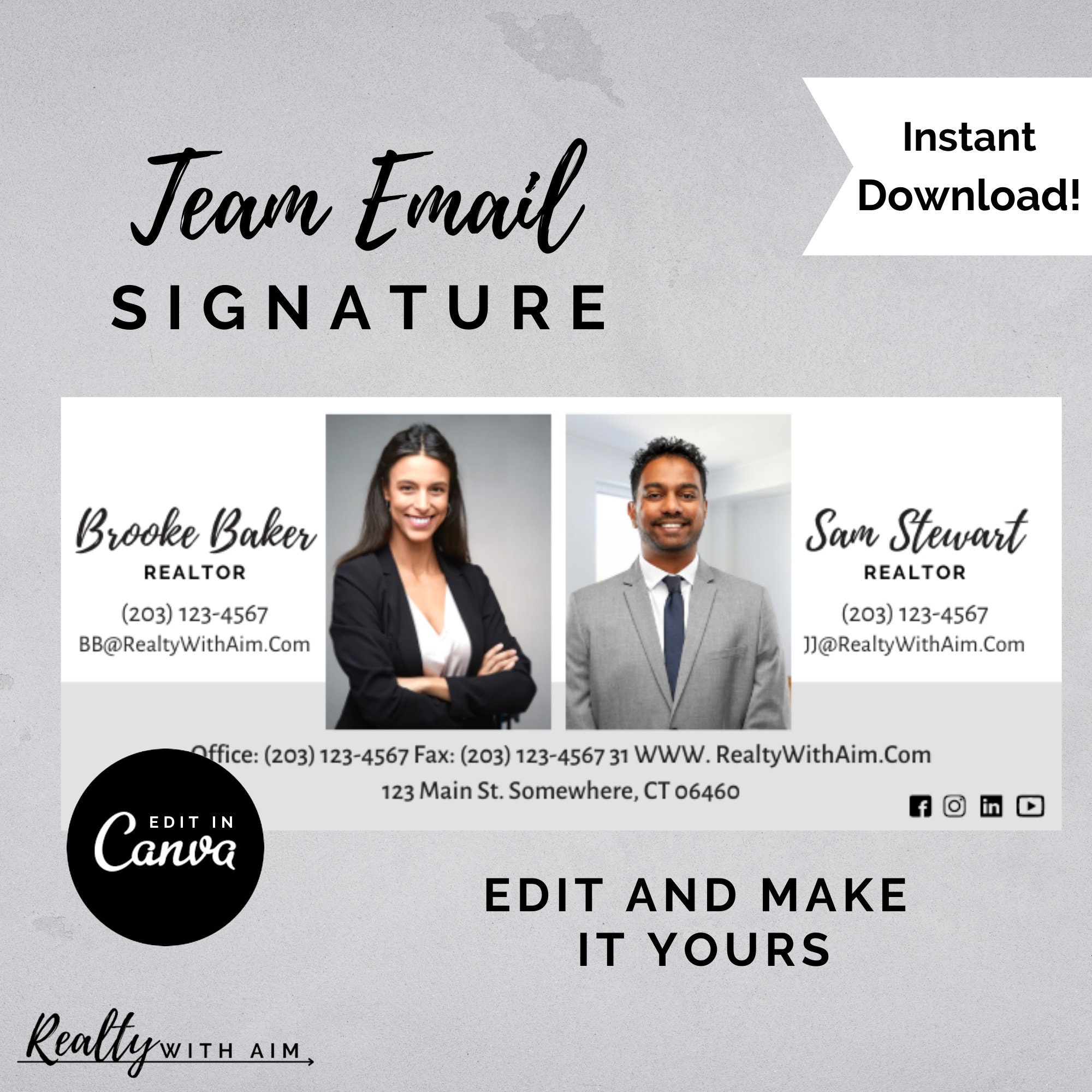 Email Signature With Headshot Team Signature Real Estate Etsy España