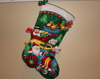 Choo Choo Santa Finished Bucilla Christmas Stocking