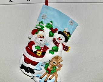 Santa's Gathering Bucilla Finished Stocking