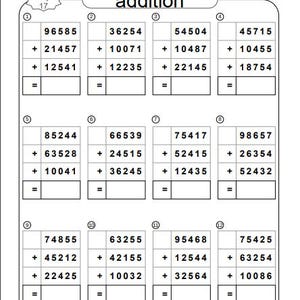 Multi Digit Addition and Subtraction Practice Worksheets, Math Drill - Etsy