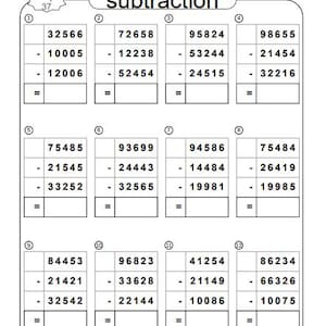 Multi Digit Addition and Subtraction Practice Worksheets, Math Drill - Etsy