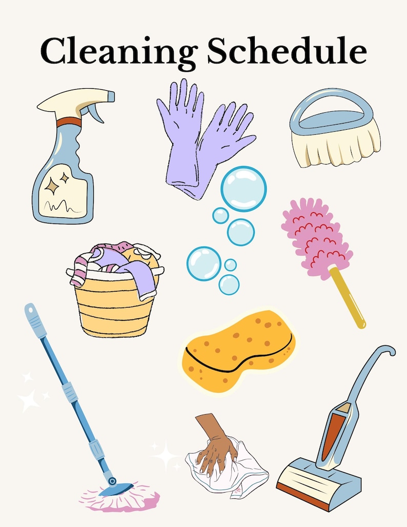 Cleaning Schedule Printable Template - Etsy