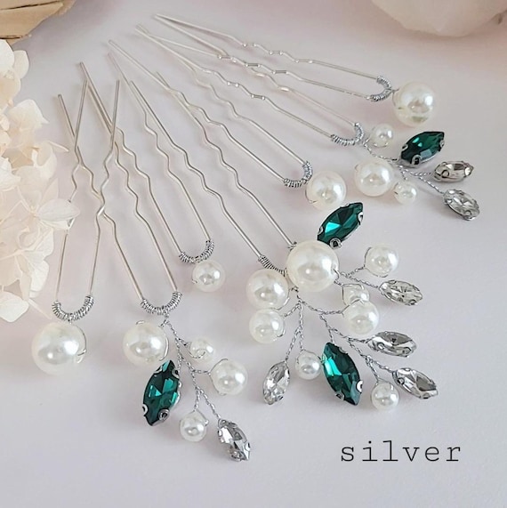 7 Pieces Bride Hair Accessories Pearl Wedding Hair Pins Leaf Bridal Hair Amazon.com : SWEETV 7 Pieces Bride Hair Accessories Pearl  main image 4