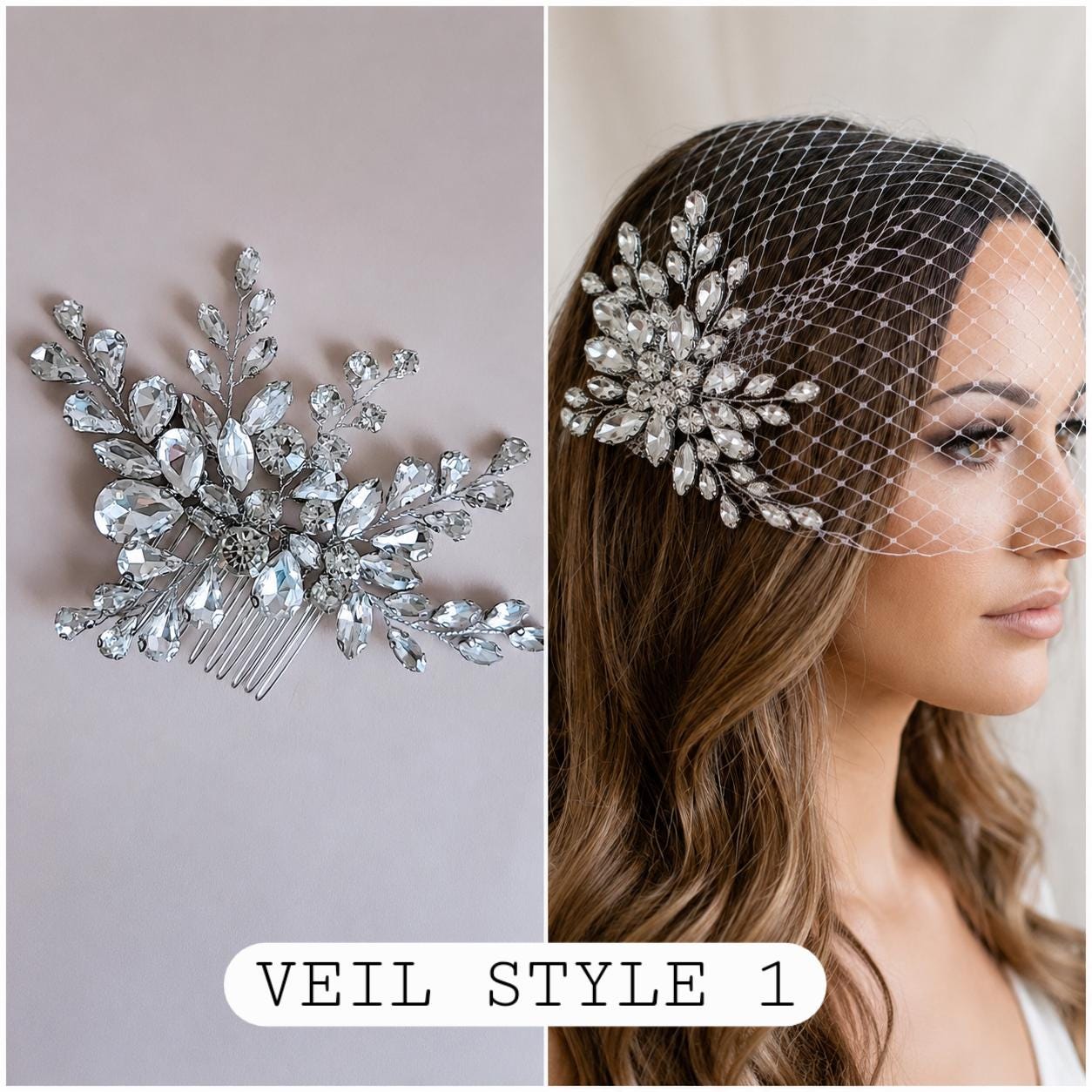 Birdcage Veil, Wedding Bird Cage Veil, Crystal Bridal Comb