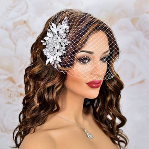 Bridal Birdcage Veil, Wedding Birdcage Veil,Birdcage Veil Detachable Comb,Russian Netting Birdcage Veil, Blusher Veil, Veil for Modern Bride
