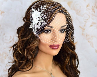 Birdcage Veil Weddings, Bird Cage Veil Comb, Birdcage Wedding Veil, Bridal Headpiece, Ivory Birdcage Veil, White Bridal Veil, Veil Headpiece