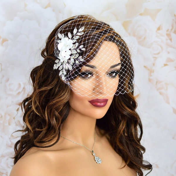 Birdcage Veil Weddings, Bird Cage Veil Comb, Birdcage Wedding Veil, Bridal Headpiece, Ivory Birdcage Veil, White Bridal Veil, Veil Headpiece