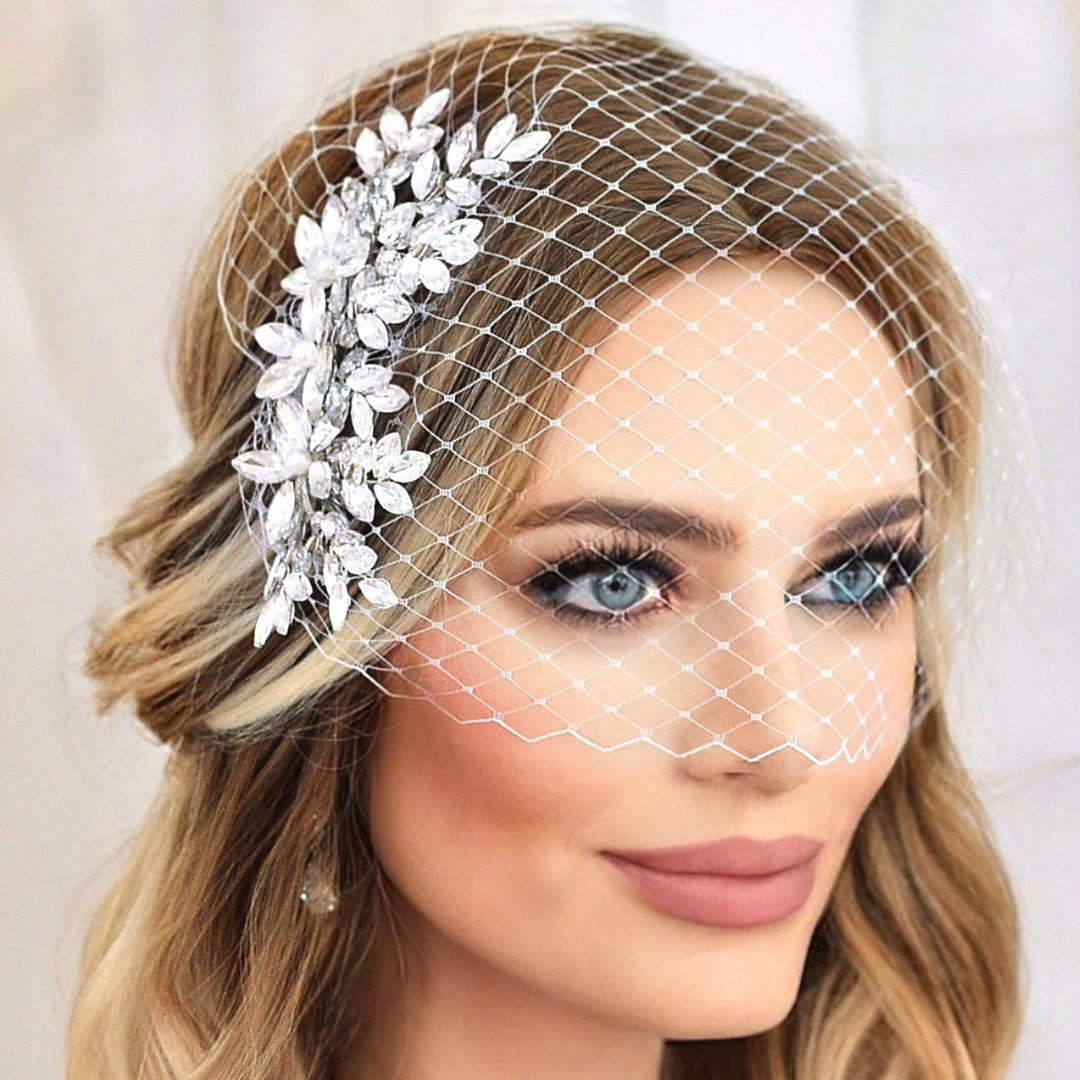Birdcage Veil, Wedding Bird Cage Veil, Silver Bridal Hair Comb, Bridal