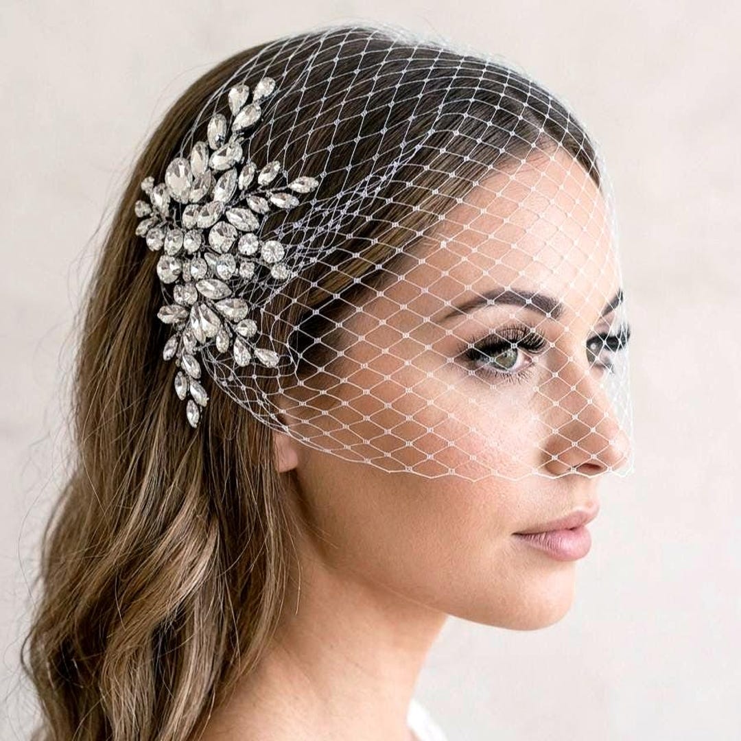 Birdcage Veil, Wedding Bird Cage Veil, Crystal Bridal Comb