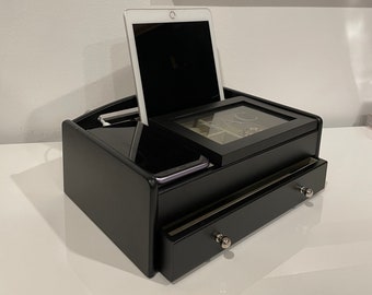 Personalized Bedside Valet tray for tablet and phone