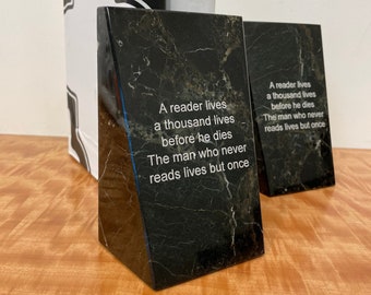 Personalized Genuine Marble Bookends, Home Office Decor, Housewarming Gift, Bookshelf Decor, Graduation Gift, Lawyer Gift