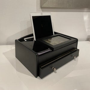 Personalized Bedside Valet tray for tablet and phone image 1