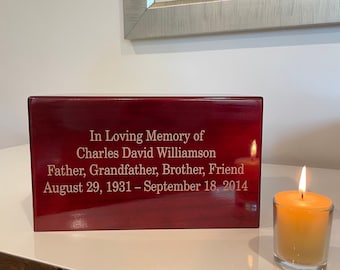 Custom Personalized Rosewood Memory Box, Cremation Urn, Urn for Human Ashes, Personalized urn, Solid Wood Urn
