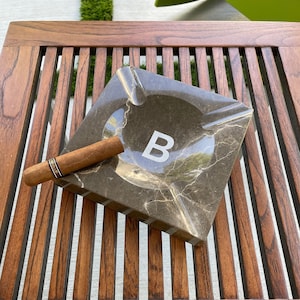 Genuine Marble Four Cigar Ashtray, Smoker Gift, Outdoor Ashtray, Custom Ashtray, Groomsmen Gift, Outdoor Cigarette Ashtray, Patio Ashtray
