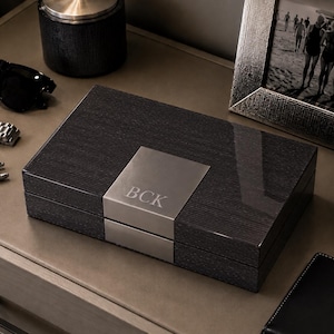 Gifts for men, Personalized Mens Wood Valet Box and Catchall, High Lacquer Finish, Gifts for Boyfriend, jewelry box. 9.75" x 6.25" x 2.5"