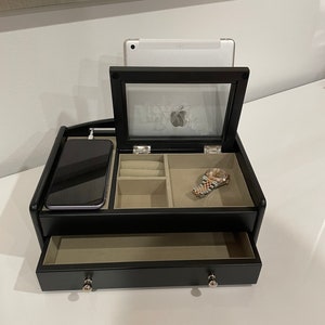 Personalized Bedside Valet tray for tablet and phone image 4