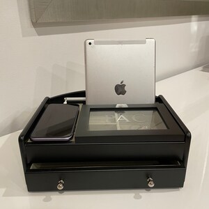 Personalized Bedside Valet tray for tablet and phone image 7