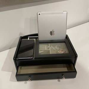 Personalized Bedside Valet tray for tablet and phone image 5
