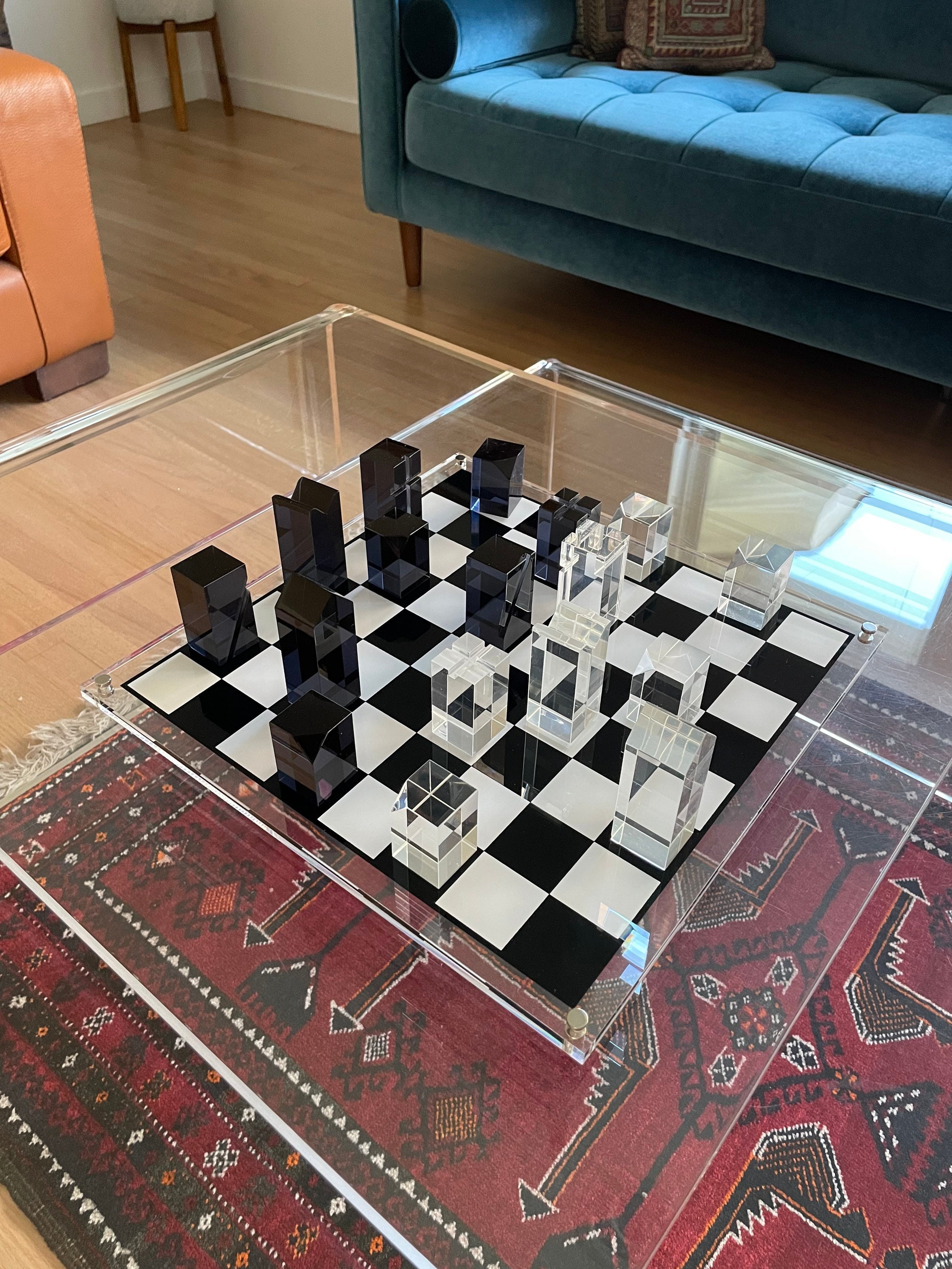 Handcrafted Acrylic Chess Set Modern Chess Set Housewarming Gift