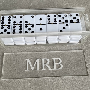 Personalized Acrylic Tabletop Domino Set, Game for the family, Housewarming Gift, Tabletop Decor, Gift for the host, Fathers Day Gift