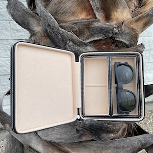 Personalized Genuine Leather Sunglasses and Eyeglasses Storage, travel gift, gifts for groomsman, gifts for groomsman, boyfriend gift