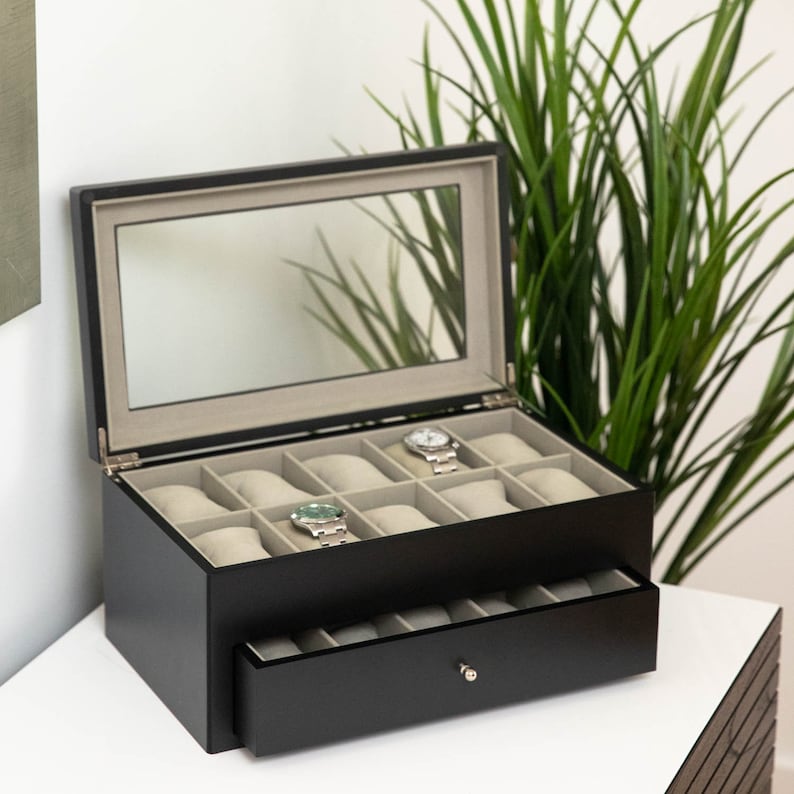 Watch box, Modern Watch Box, Housewarming Gift, Gift for Boyfriend, Gift for watch lover, Watch Storage Box image 7