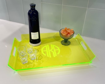 Personalized Contemporary Neon Acrylic Tray, Serving Modern Tray, Ottoman Tray, Outdoor Serving Tray, Housewarming Gift, Hostess Gift
