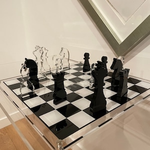 Personalized Modern Acrylic Chess Set, Housewarming Gift, New home gift, Modern Board Game, Table top chess, Modern chess, gift for boss