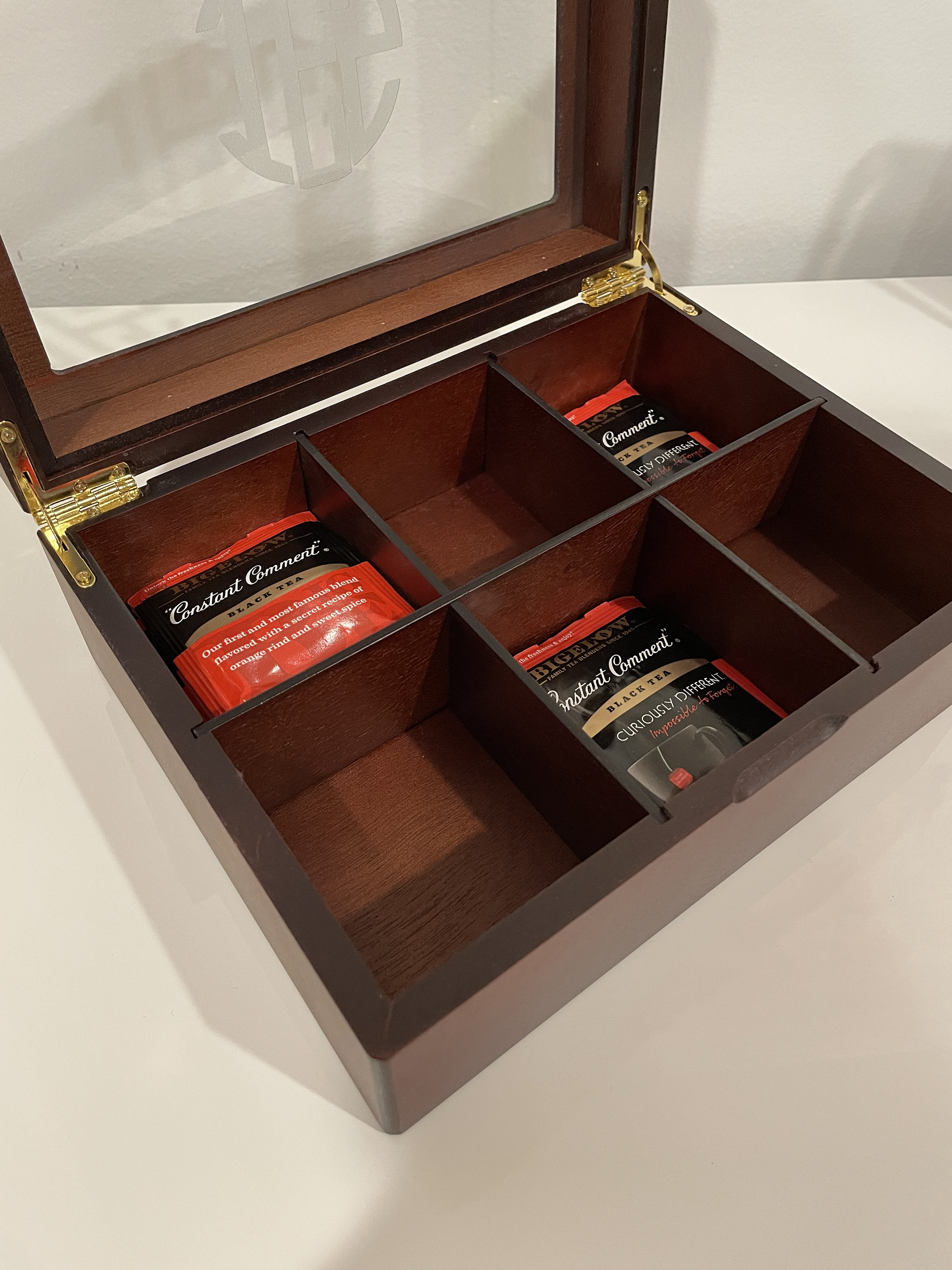 Personalized Tea Box Engraved Tea Chest in Rich Mahogany Etsy