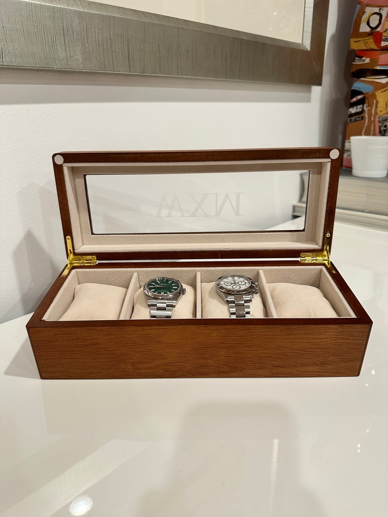 Watch box, Modern Watch Box, Housewarming Gift, Gift for Boyfriend, Gift for watch lover, Watch Storage Box image 3