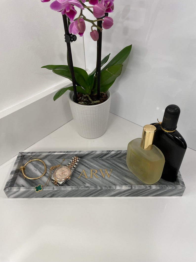 Personalized Handcrafted Genuine Marble Bath Tray, Vanity Tray, Jewelry Valet, Bathroom Accessory, Marble Tray, Housewarming Gift, Tableware bild 7