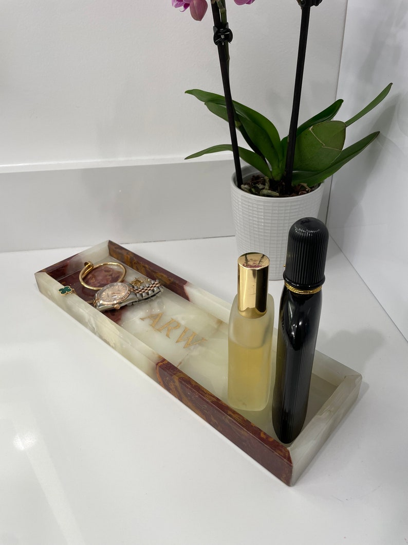 Personalized Handcrafted Genuine Marble Bath Tray, Vanity Tray, Jewelry Valet, Bathroom Accessory, Marble Tray, Housewarming Gift, Tableware bild 6