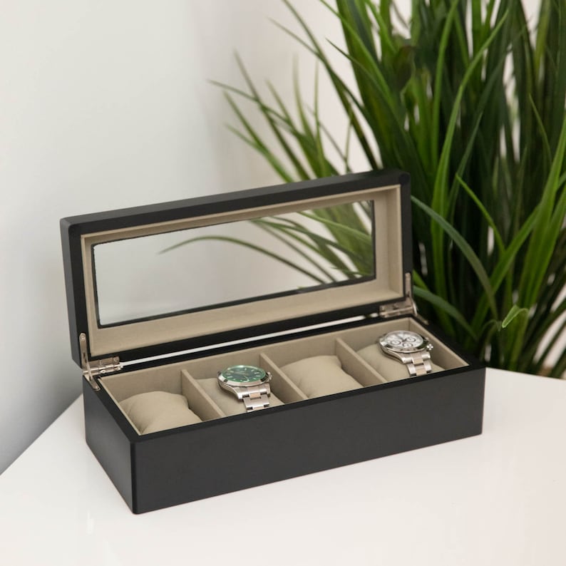 Watch box, Modern Watch Box, Housewarming Gift, Gift for Boyfriend, Gift for watch lover, Watch Storage Box image 6