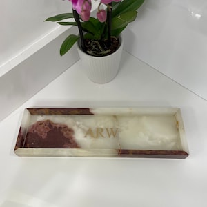 Personalized Handcrafted Genuine Marble Bath Tray, Vanity Tray, Jewelry Valet, Bathroom Accessory, Marble Tray, Housewarming Gift, Tableware bild 4