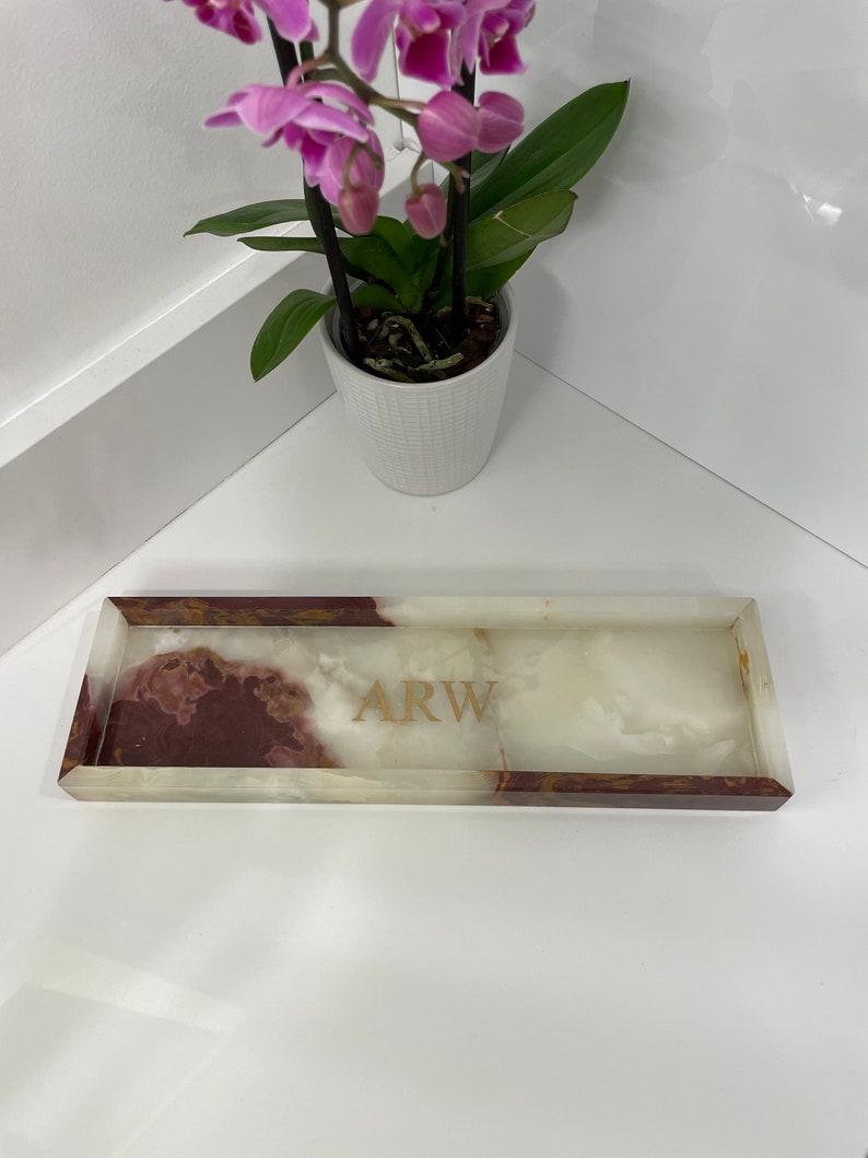 Personalized Handcrafted Genuine Marble Bath Tray, Vanity Tray, Jewelry Valet, Bathroom Accessory, Marble Tray, Housewarming Gift, Tableware bild 4