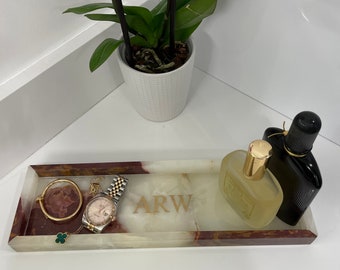 Personalized Handcrafted Genuine Marble Bath Tray, Vanity Tray, Jewelry Valet, Bathroom Accessory, Marble Tray, Housewarming Gift, Tableware