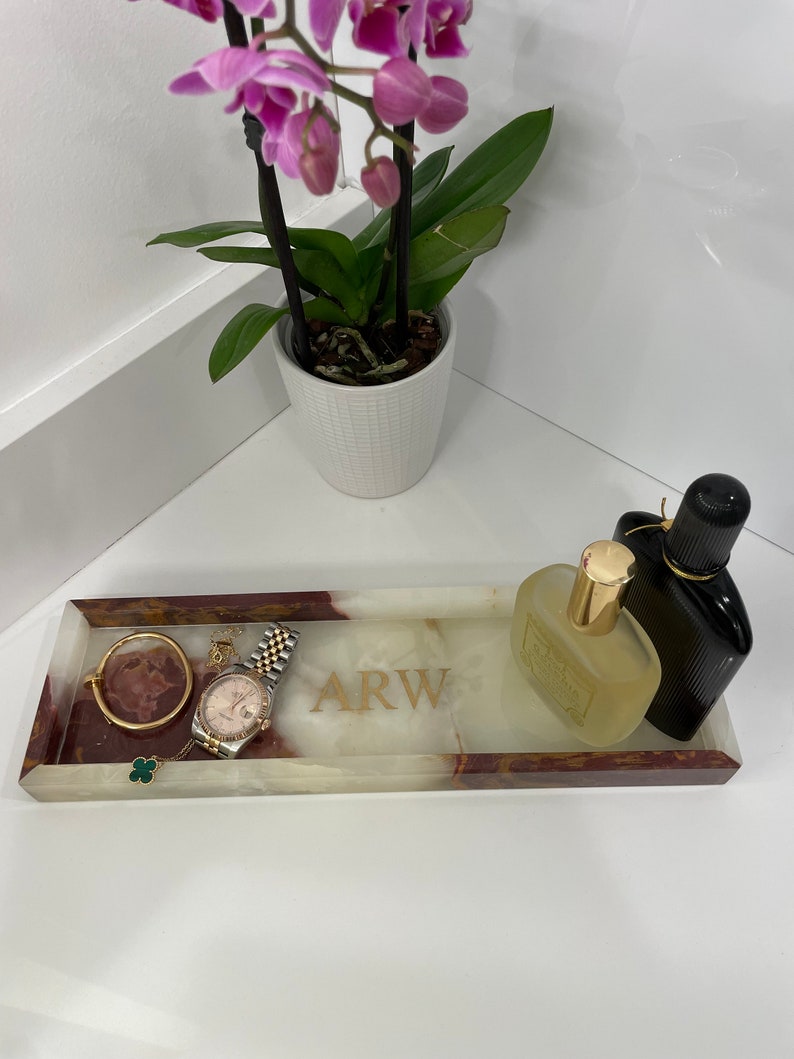 Personalized Handcrafted Genuine Marble Bath Tray, Vanity Tray, Jewelry Valet, Bathroom Accessory, Marble Tray, Housewarming Gift, Tableware bild 1