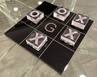 Personalized Acrylic Tic Tac Toe Board Game, Custom Board Game, Luxury Table Top Game, Tic-Tac-Toe Game Set, Coffee Table Tic Tac Toe