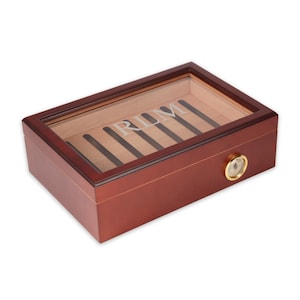 Personalized Walnut Cigar Humidor, Holds 75+ Cigars, Personalized Guy Gift, Personalized gift for Boyfriend, Personalized Housewarming Gift