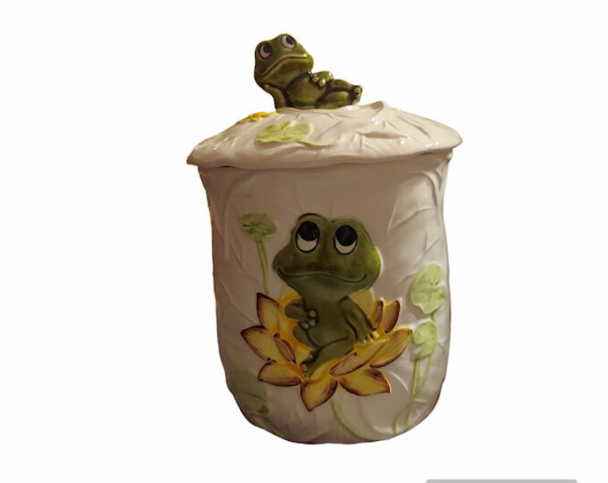Set of 2 Vintage Sears Roebuck Neil the Frog Canisters, Vintage Kitsch