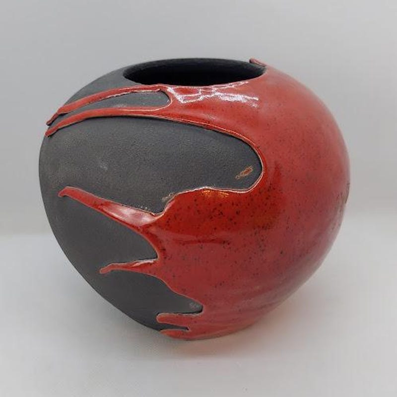 Black Raku Vase - Etsy