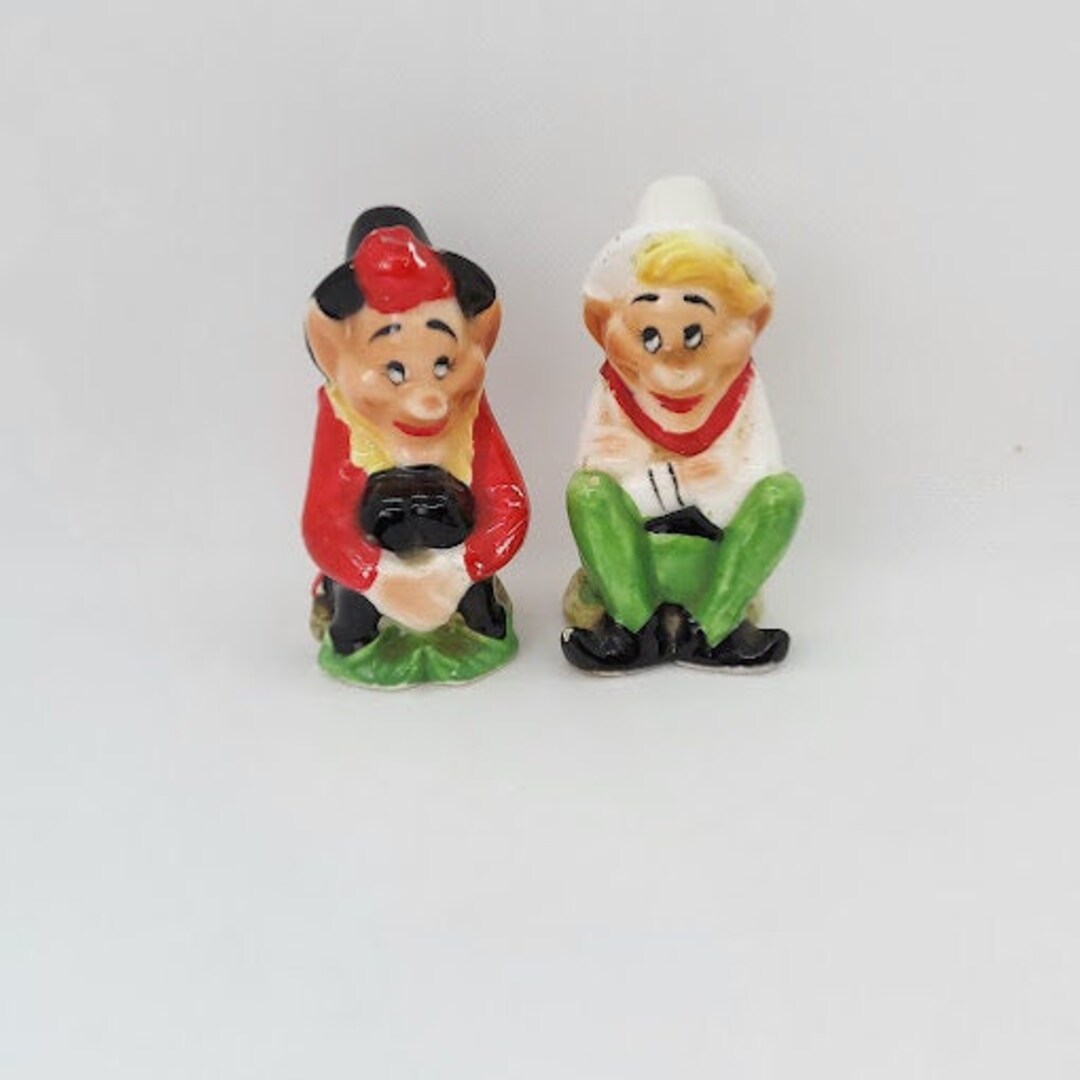 Vintage Victoria Ceramics Pixie Elf Salt and Pepper Shakers, Vintage