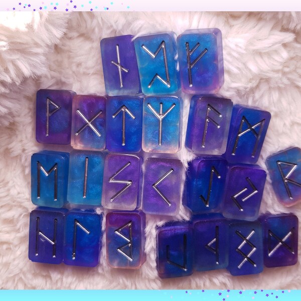 Runes divinatoires coloris "galaxie"