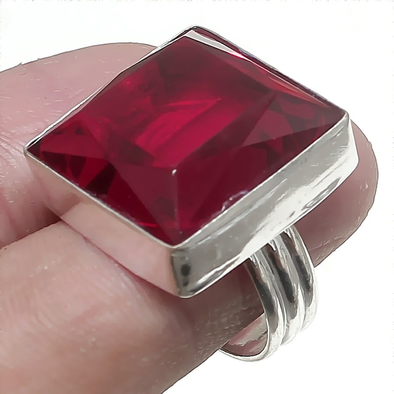 Stone Ring Men And Women Ring Red Garnet Gemstone Ring,silver Plated Ring Unisex Ring