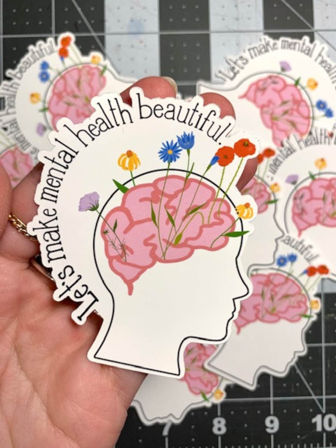 Floral Mental Health Vinyl Sticker Etsy