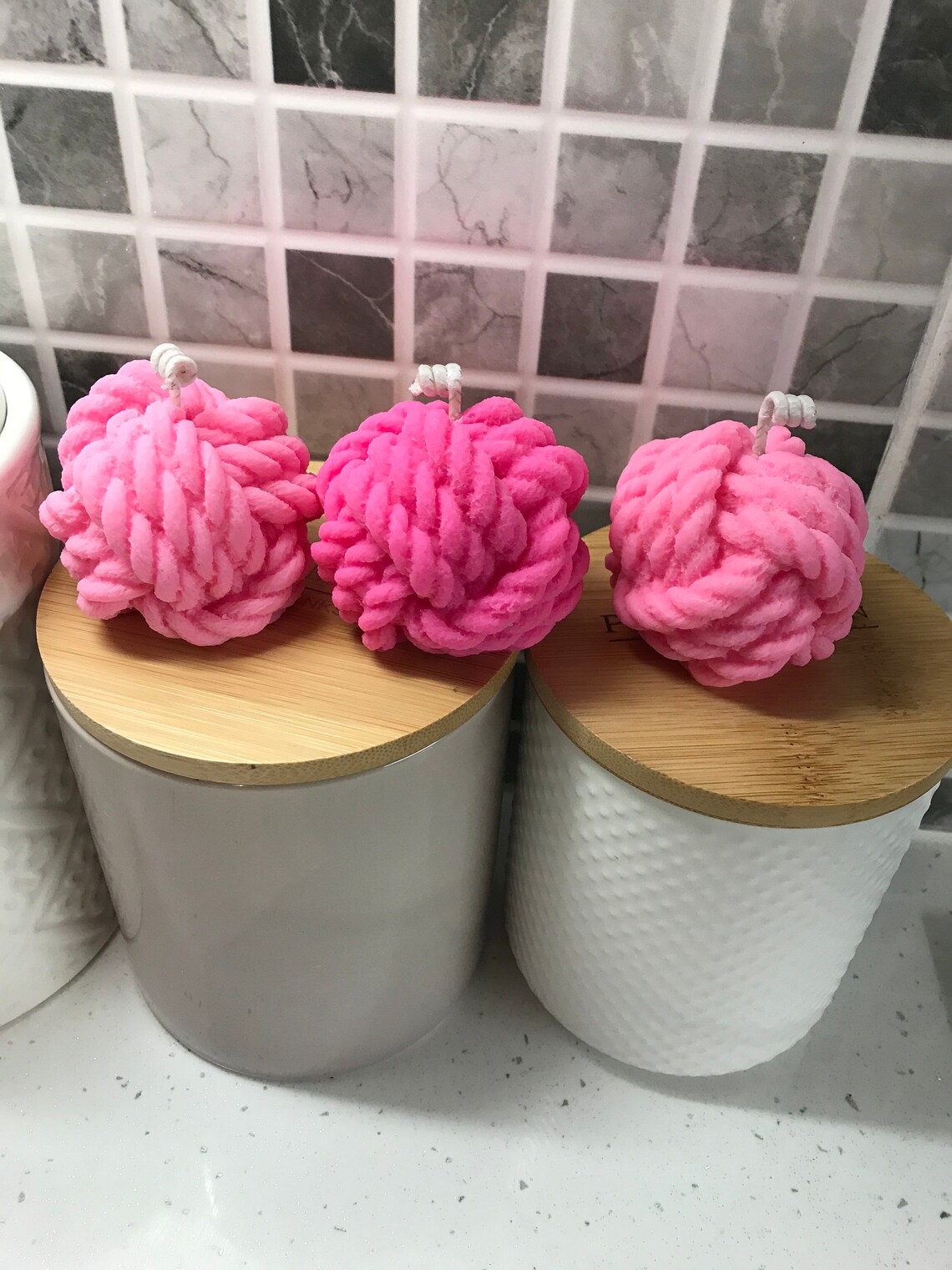 Yarn Knot Candle / Yarn ball candle / Natural soy wax / Etsy