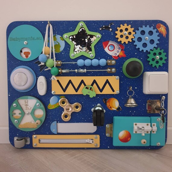 OFUN Juguete Montessori Busy Board Con Luces LED – Tablero Sensorial Interactivo Para Niños De 1 A 4 Años, Ideal Para Viajes Y Motricidad Fina