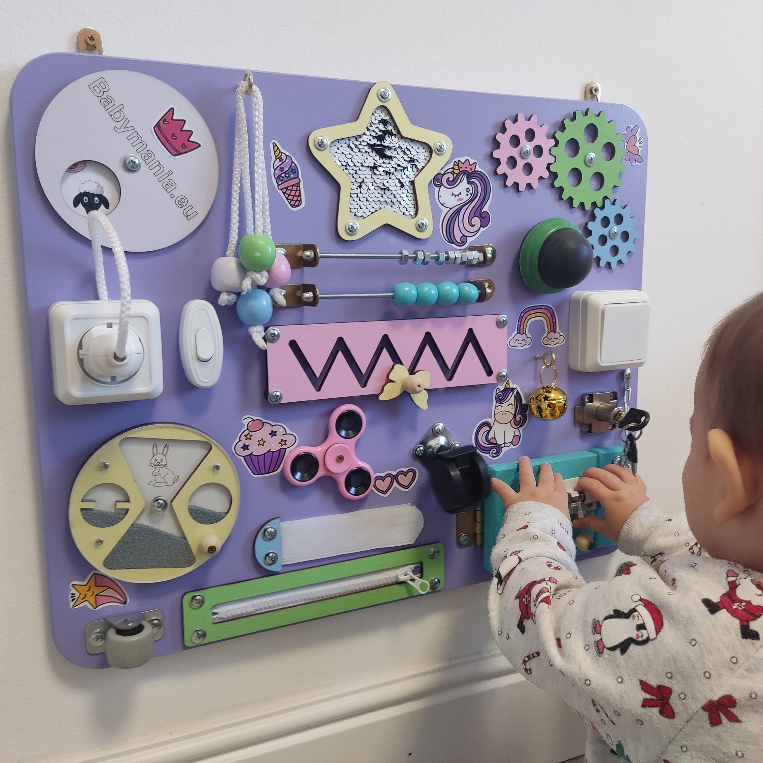 Panneau sensoriel Montessori, jeu éducatif Babymania Busy Board, table  d'activité sensorielle montessori pour enfants unisexe -  France