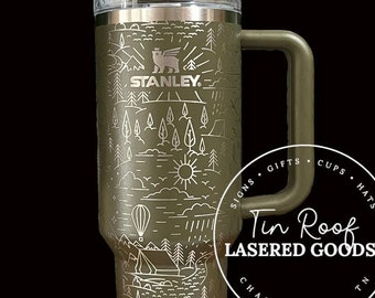 Camping in the Sunlit Forest Engraved Personalized 40 oz Stanley or Super Dupe Tumbler