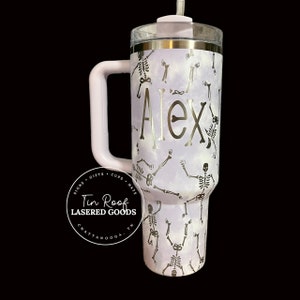 Dancing Bones, X-Ray Tech, Fall, Halloween, Spooky Season Engraved Personalized 40 oz Tumbler Travel Mug